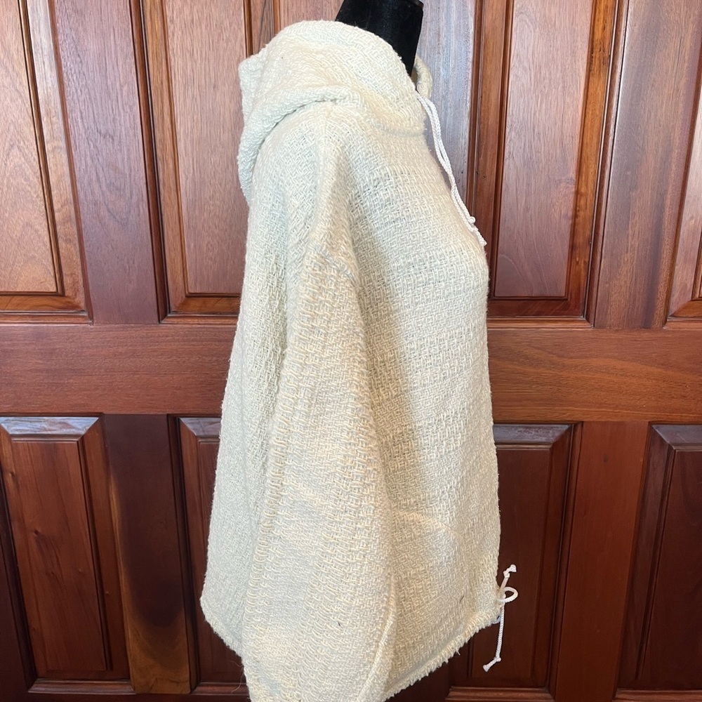 Earth Ragz Pullover Hoodie Sz M Ivory Textured 100% Recycled Fibers Mexico - Picture 2 of 11